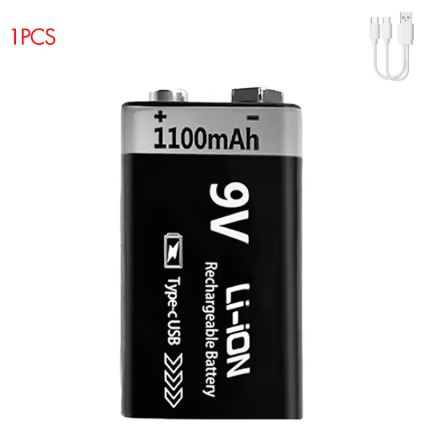 BATERIA 9V RECARGABLE CON CABLE USB TIPO C