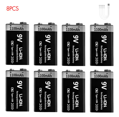 BATERIA 9V RECARGABLE CON CABLE USB TIPO C