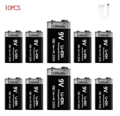 BATERIA 9V RECARGABLE CON CABLE USB TIPO C