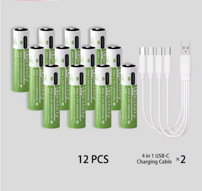 Pilas AAA 6800 mAh + cargador tipo C
