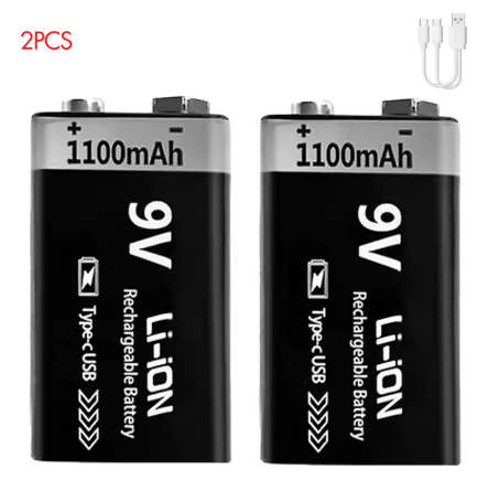 BATERIA 9V RECARGABLE CON CABLE USB TIPO C