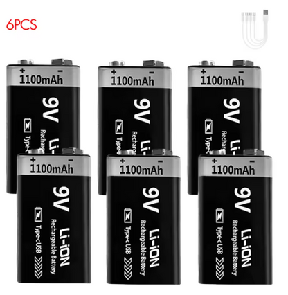 BATERIA 9V RECARGABLE CON CABLE USB TIPO C