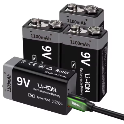 BATERIA 9V RECARGABLE CON CABLE USB TIPO C