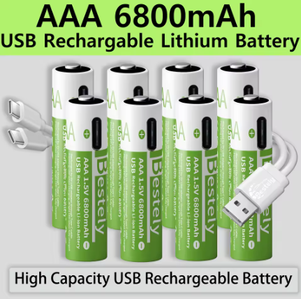 Pilas AAA 6800 mAh + cargador tipo C