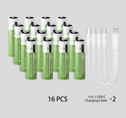 Pilas AAA 6800 mAh + cargador tipo C
