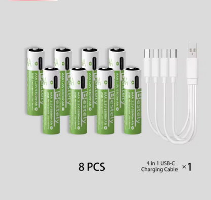 Pilas AAA 6800 mAh + cargador tipo C