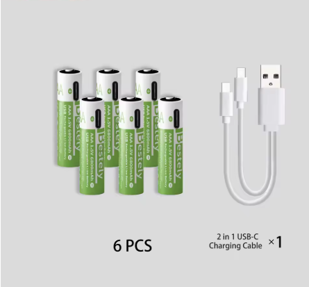Pilas AAA 6800 mAh + cargador tipo C